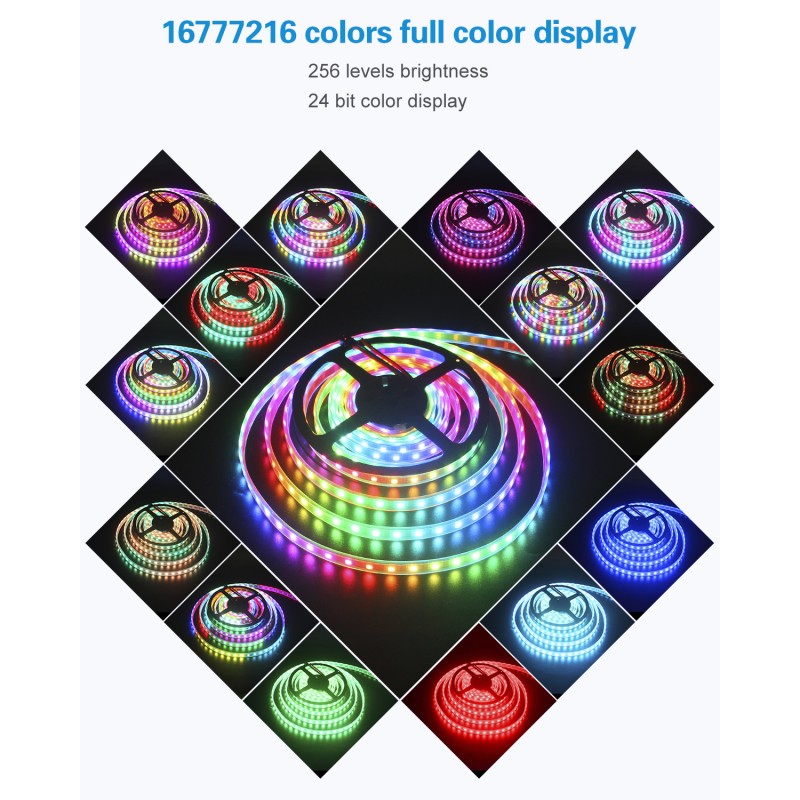 Alitove ws2812b individually addressable led strip light 5050 online rgb 16.4 ft 300 led pixel flexible lamp tube